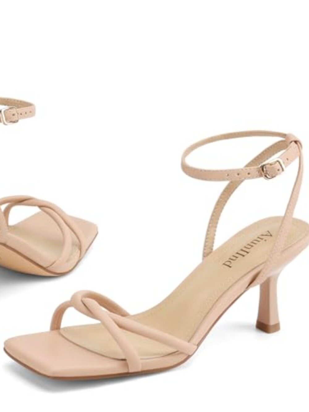 Women's Kitten Low Heel Sandals, Strappy Square Open Toe 2.5 inch